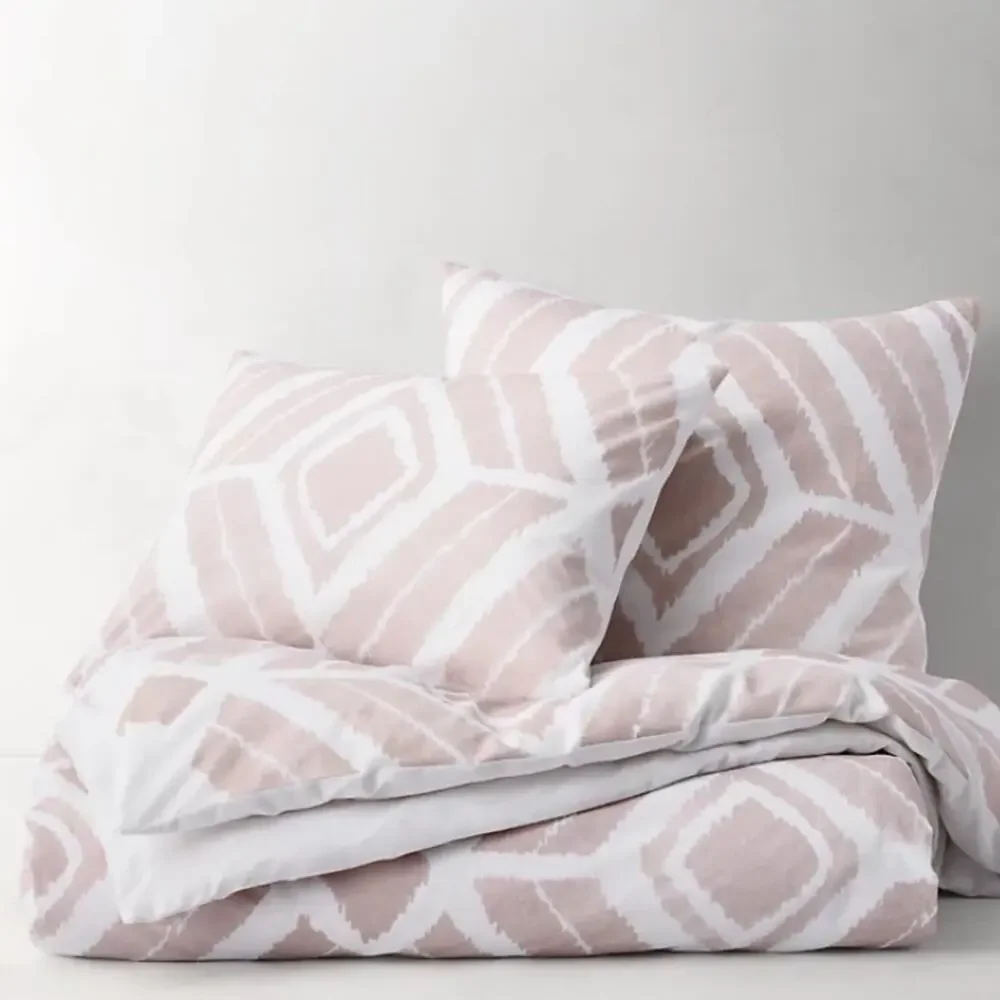 Restoration Hardware Nia Diamond Cotton Linen Twin Duvet Cover Vintage Violet